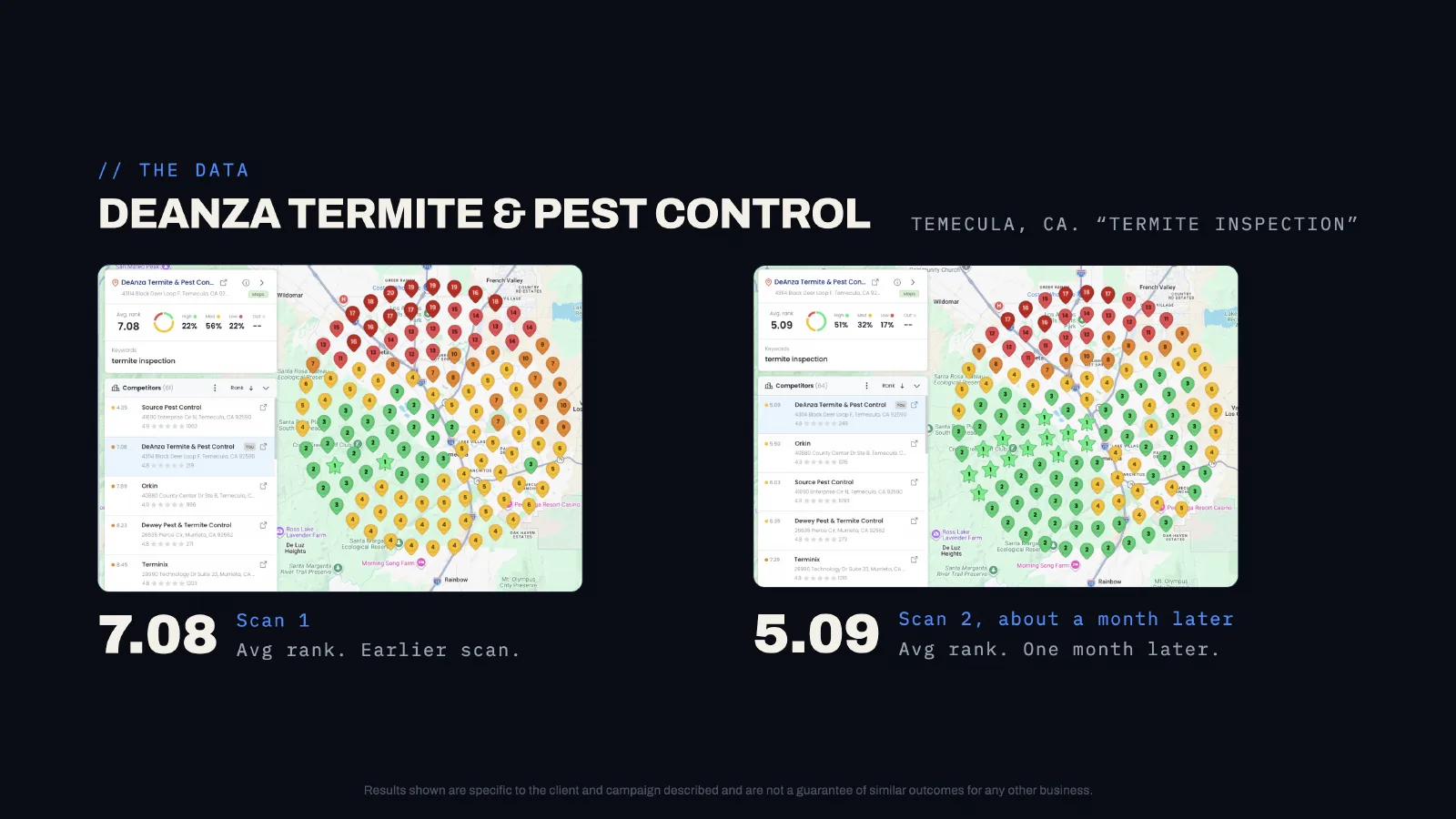 DeAnza Termite and Pest Control Google Maps grid for termite inspection in Temecula